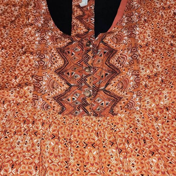 Free People Womens Orange Sundown Open Back Babydoll Dress Medium - Picture 3 of 5